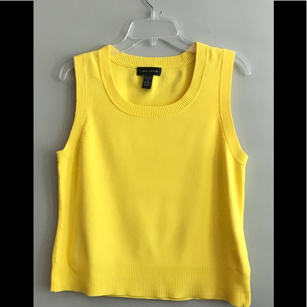 Cable & Gage Bright Yellow Sleeveless Knit Top XL
